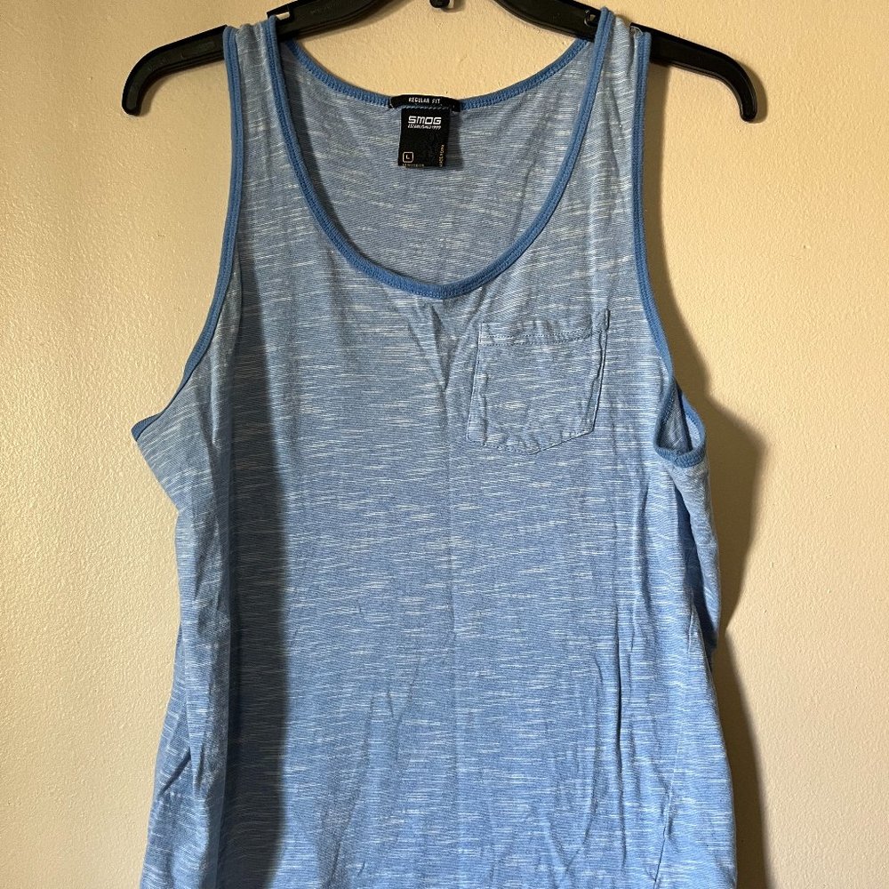 Light blue with white tank top with pocket Men's Size L